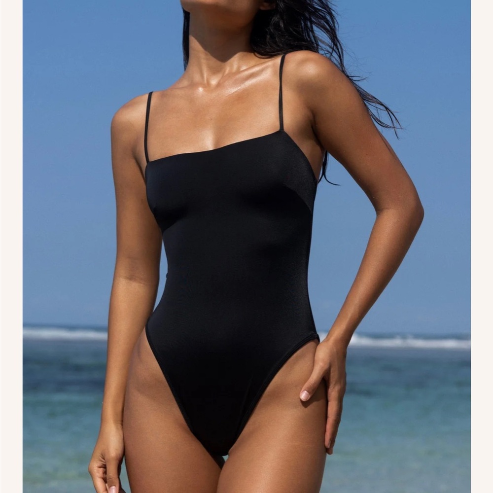 Gooseberry Tank Black One-Piece Swimsuit